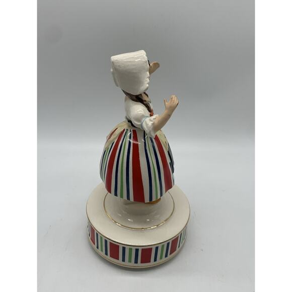 Vtg Schmid Dutch Girl Musical Figurine Tip To Through The Tulips Plays Crazing - Picture 5 of 7